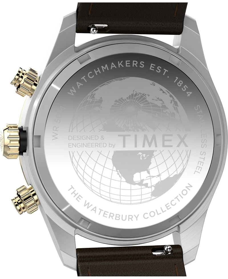 Timex Men's Quartz Analog Brown Leather Watch, 39mm