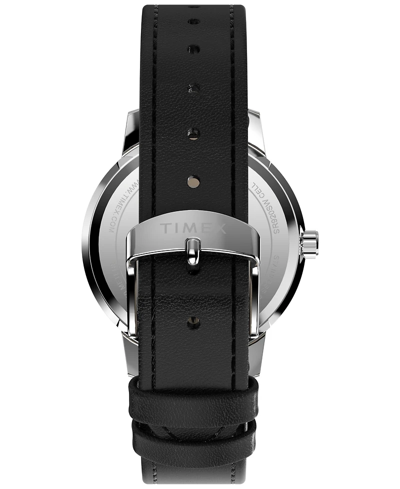 Timex Unisex Quartz Analog Black Leather Watch, 38mm