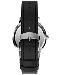Timex Unisex Quartz Analog Black Leather Watch, 38mm