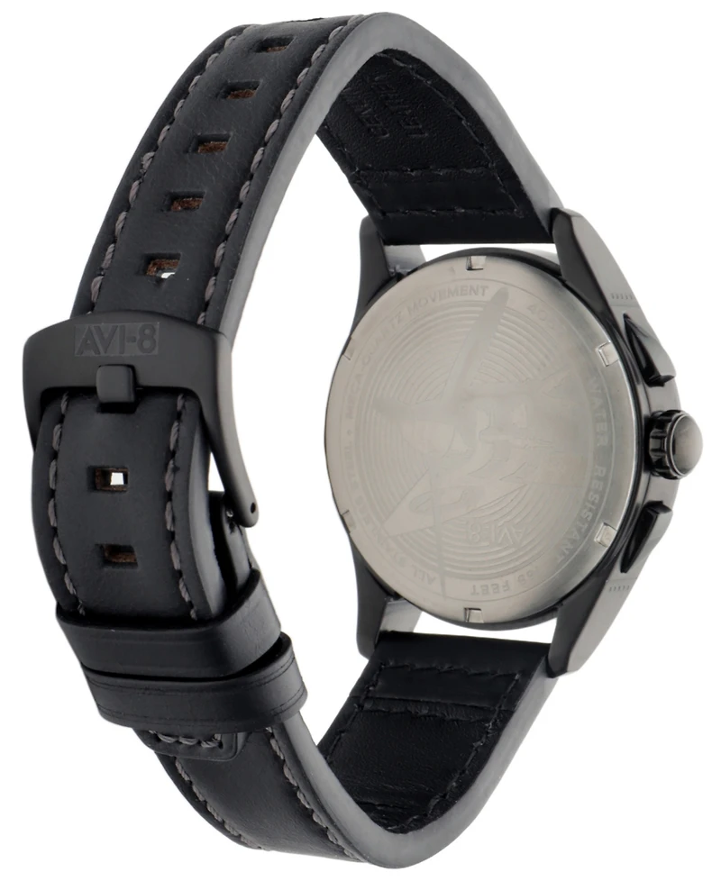 Avi-8 Men's Spitfire Lock Chronograph Leather Strap Watch