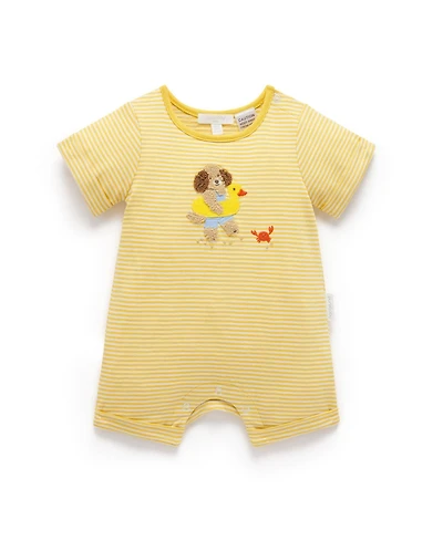 Purebaby Baby Yellow Striped Short Romper