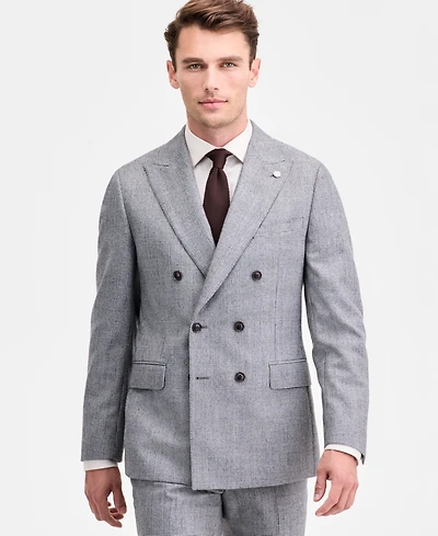 Ted by Baker Men's Modern-Fit Black & White Wool-Blend Double-Breasted Suit Separate Jacket