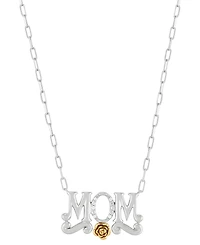 Diamond Accent Mom Rose 18" Necklace in Sterling Silver & 14k Gold-Plate