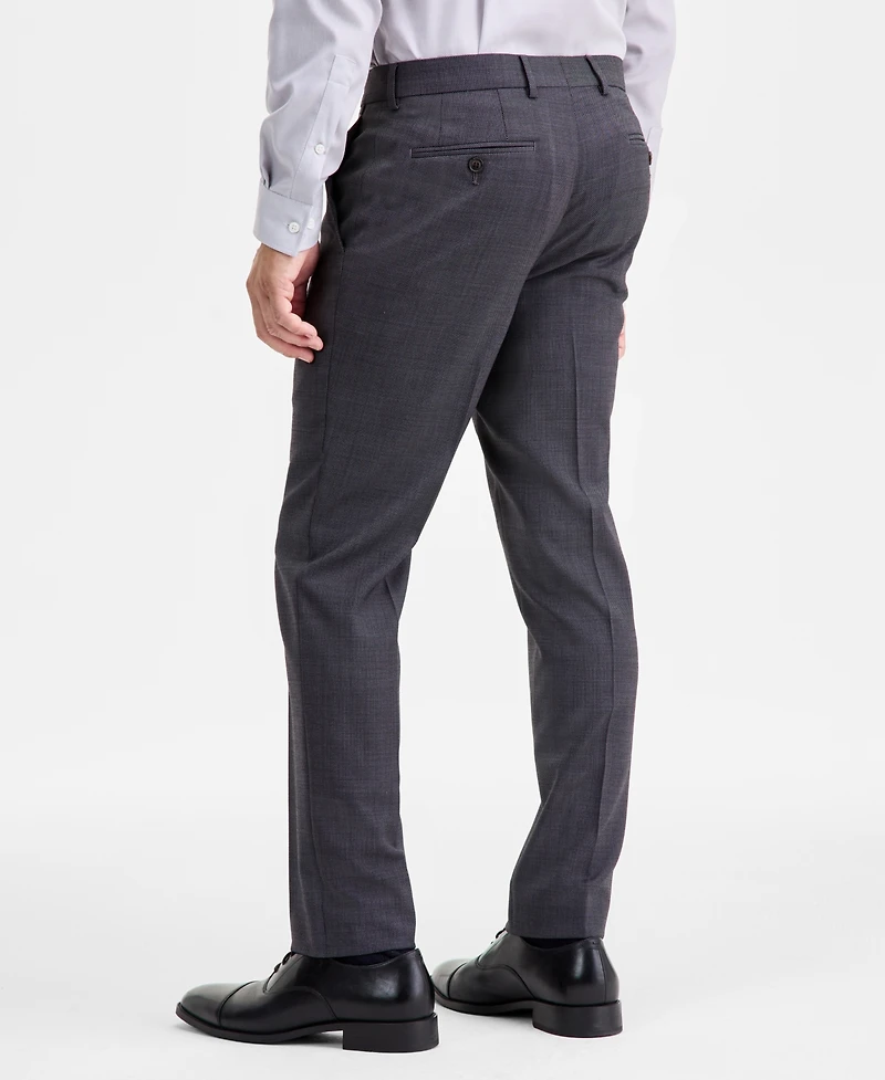 Ted by Baker Men's Modern-Fit Stretch Charcoal Birdseye Wool-Blend Suit Separate Pants