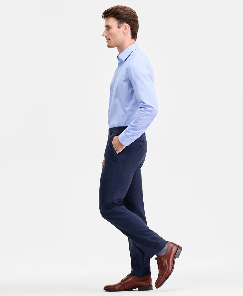 Ted by Baker Men's Modern-Fit Stretch Blue Sharkskin Wool-Blend Suit Separate Pants