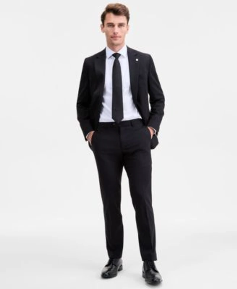Ted By Ted Baker Mens Modern Fit Black Solid Wool Blend Suit Separates