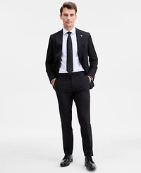 Ted By Ted Baker Mens Modern Fit Black Solid Wool Blend Suit Separates