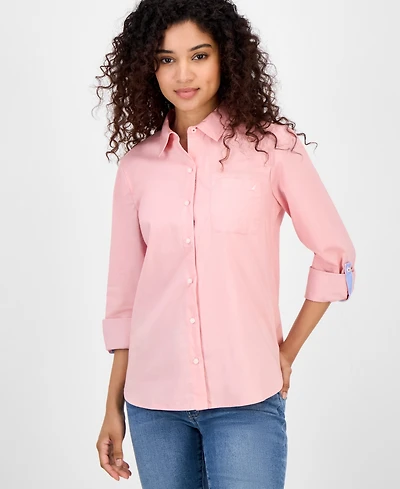 Nautica Jeans Women's Roll-Tab Button-Front Shirt