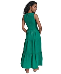 Calvin Klein Women's Cotton Smocked Tiered Maxi Dress