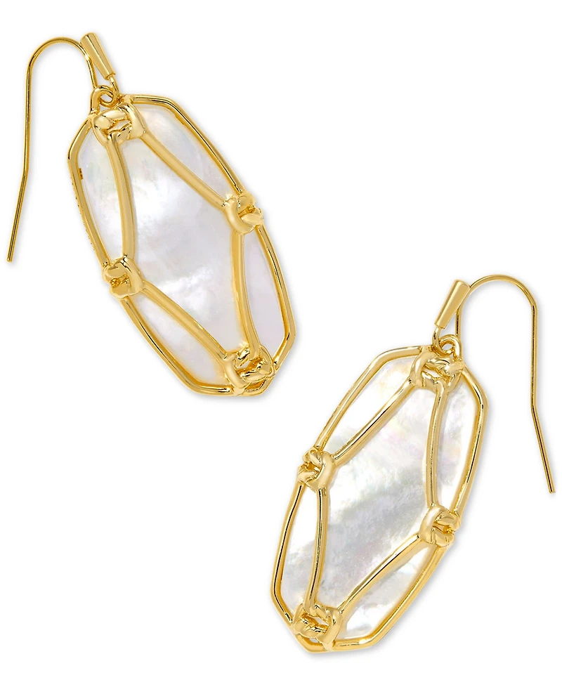 Kendra Scott 14k Gold-Plated Lattice-Framed Mother-of-Pearl Drop Earrings
