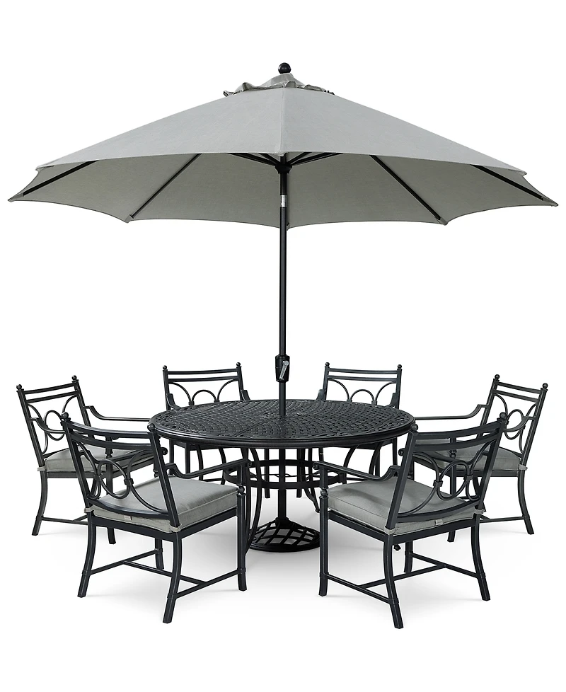 Wythburn Outdoor Dining 7pc Set (60" Round Table & 6 Scroll Chairs), Created for Macy's