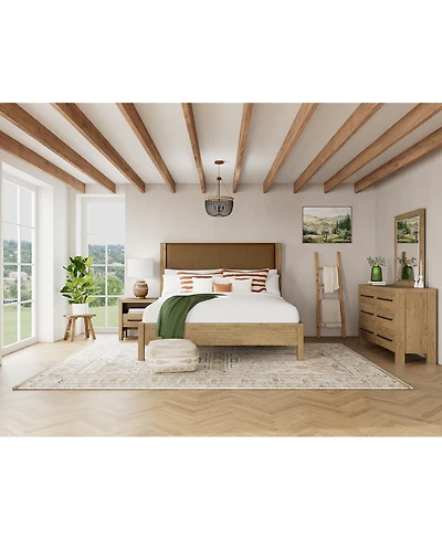 Davie 3-Pc. King Set (Leather Bed, Dresser & -Drawer Nightstand