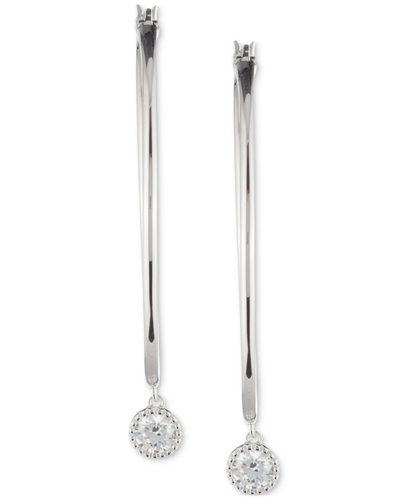 Lauren Ralph Lauren Sterling Silver Cubic Zirconia Charm Hoop Earrings