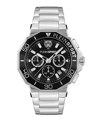 Plein Sport Men's Titan Chronograph Date Quartz Stainless Steel Bracelet Watch, 46mm