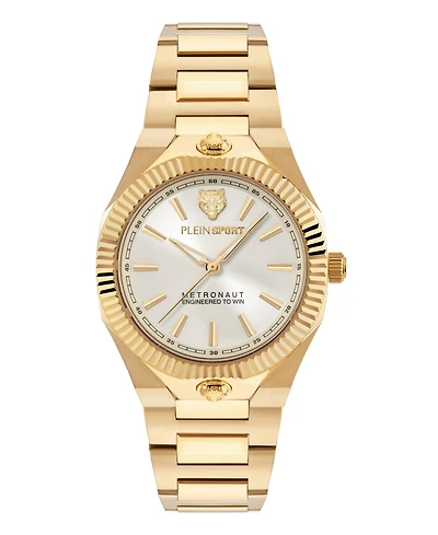 Plein Sport Women's Metronaut Three Hand Quartz Ion Plated Yellow Gold Bracelet Watch, 36mm