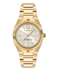 Plein Sport Women's Metronaut Three Hand Quartz Ion Plated Yellow Gold Bracelet Watch, 36mm