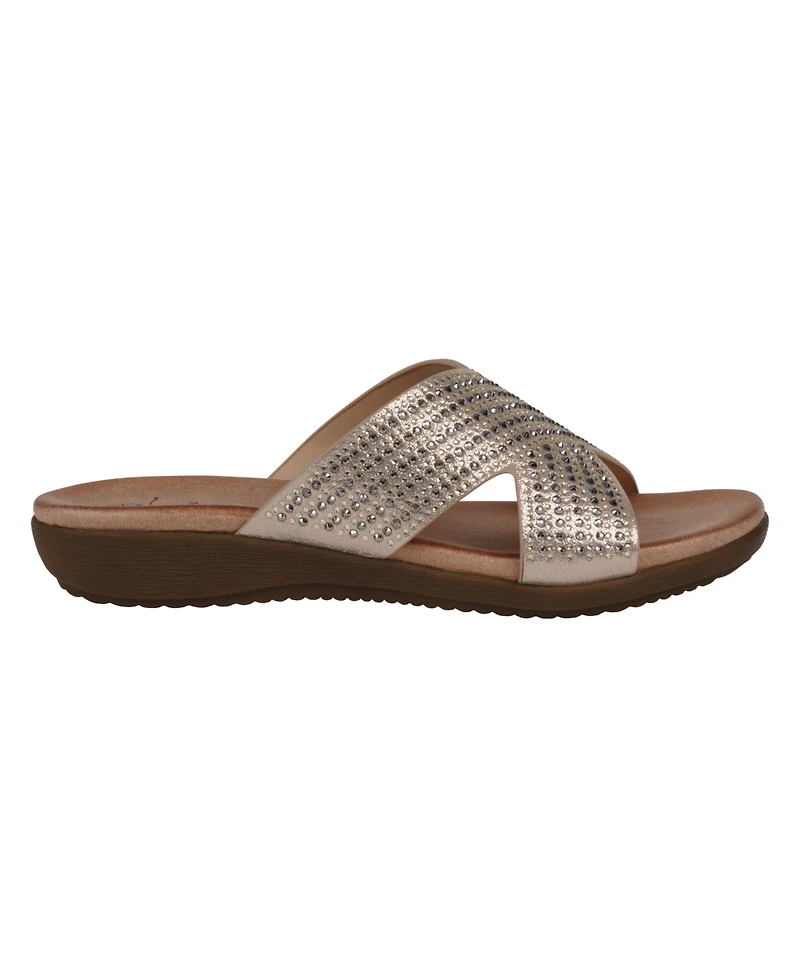 Gc Shoes Women's Sharlene Embellished Cross-Strap Flat Sandals