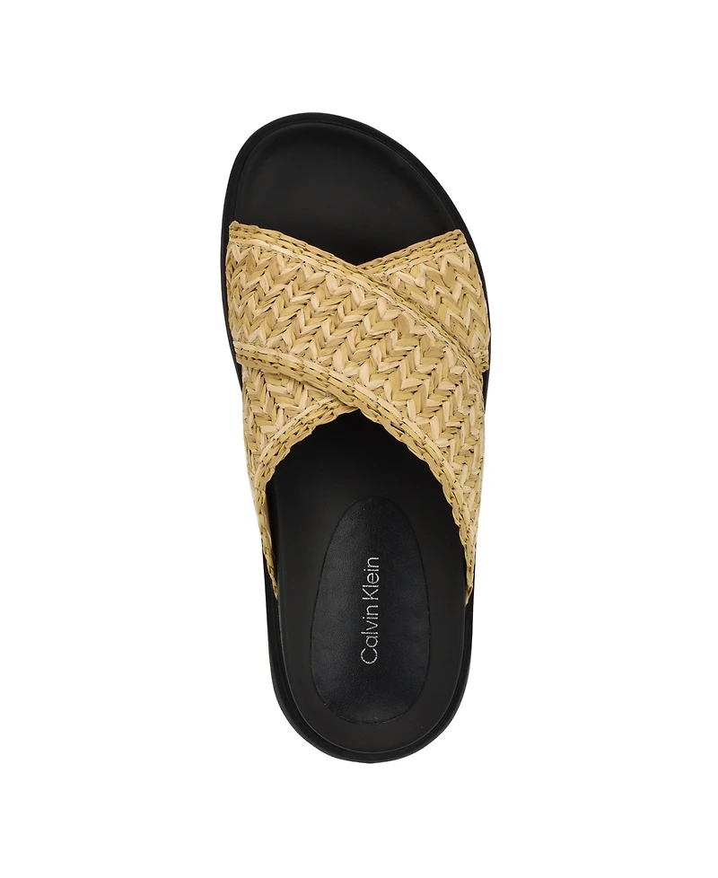 Calvin Klein Women's Pacen Woven Crisscross Flat Sandals