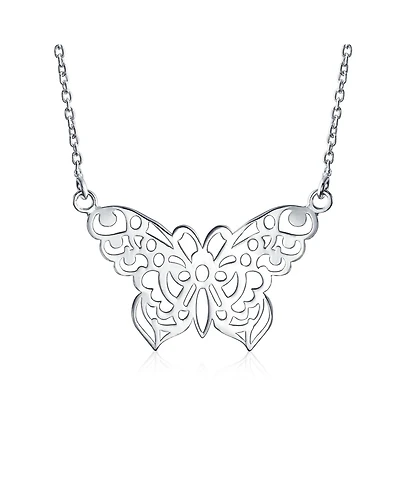 Bling Jewelry Large Butterfly Filigree Pendant Necklace Sterling Silver 16 Inches Statement Piece