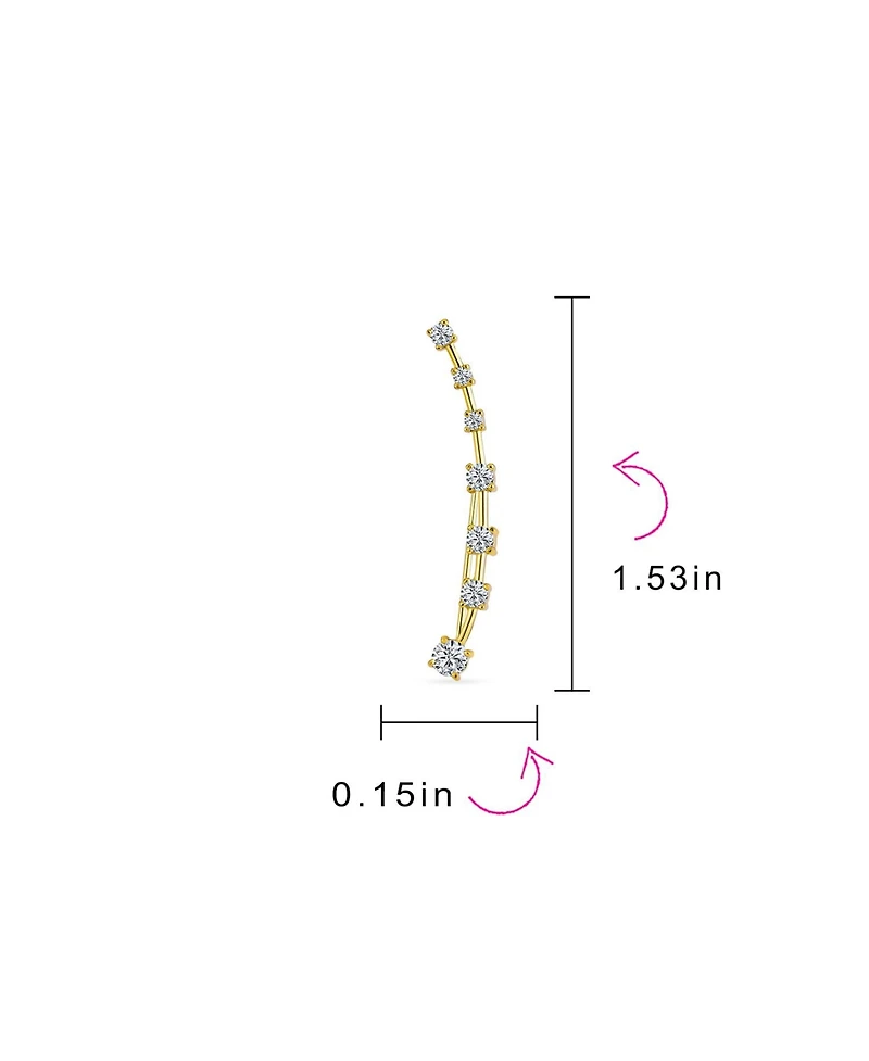Bling Jewelry Cz Curved Crawlers Wire Cubic Zirconia Ear Cuff Cartilage Earring Gold Plated