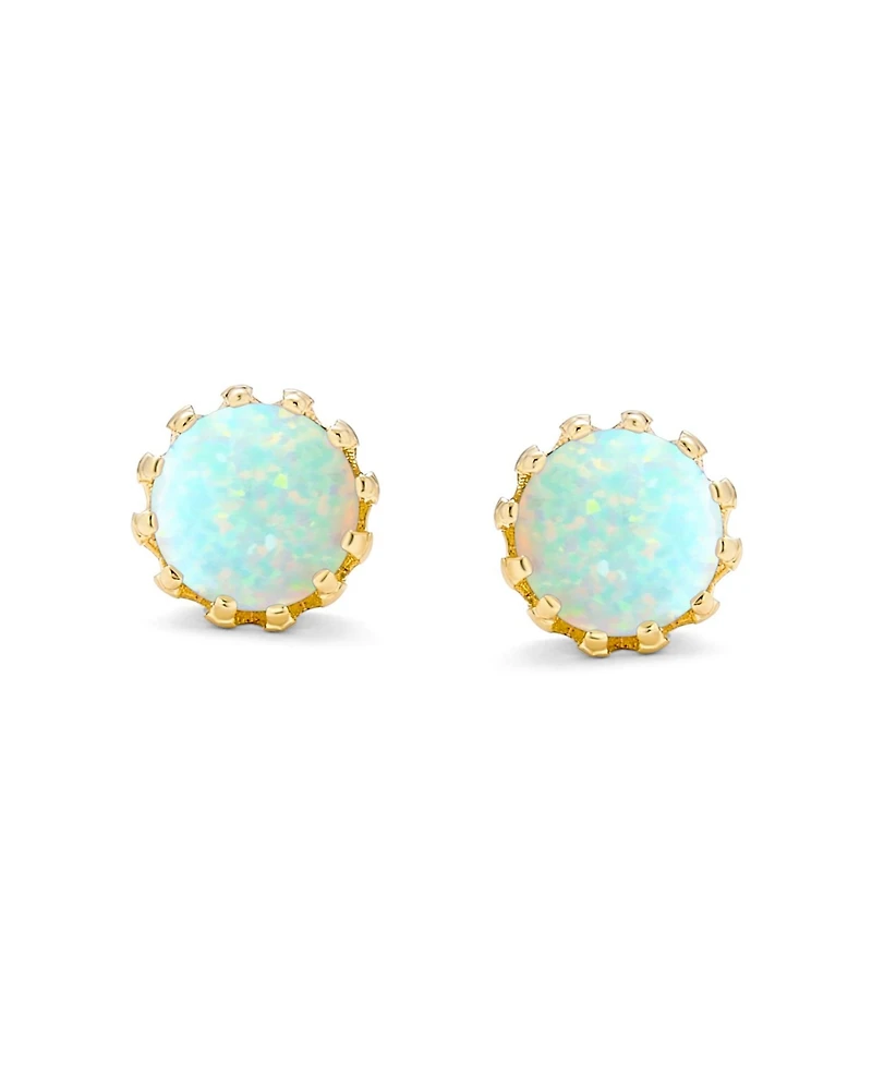 Bling Jewelry Crown Set Opal Solitaire Stud Earrings in Rose Gold Plated Sterling Silver 6MM