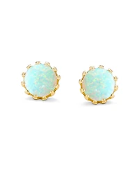 Bling Jewelry Crown Set Opal Solitaire Stud Earrings in Rose Gold Plated Sterling Silver 6MM