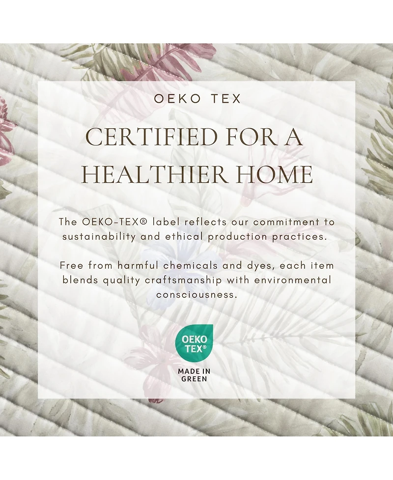 Linery & Co. Cotton Stitched Reversible Tropical Palm 3 Piece Quilt and Sham Set