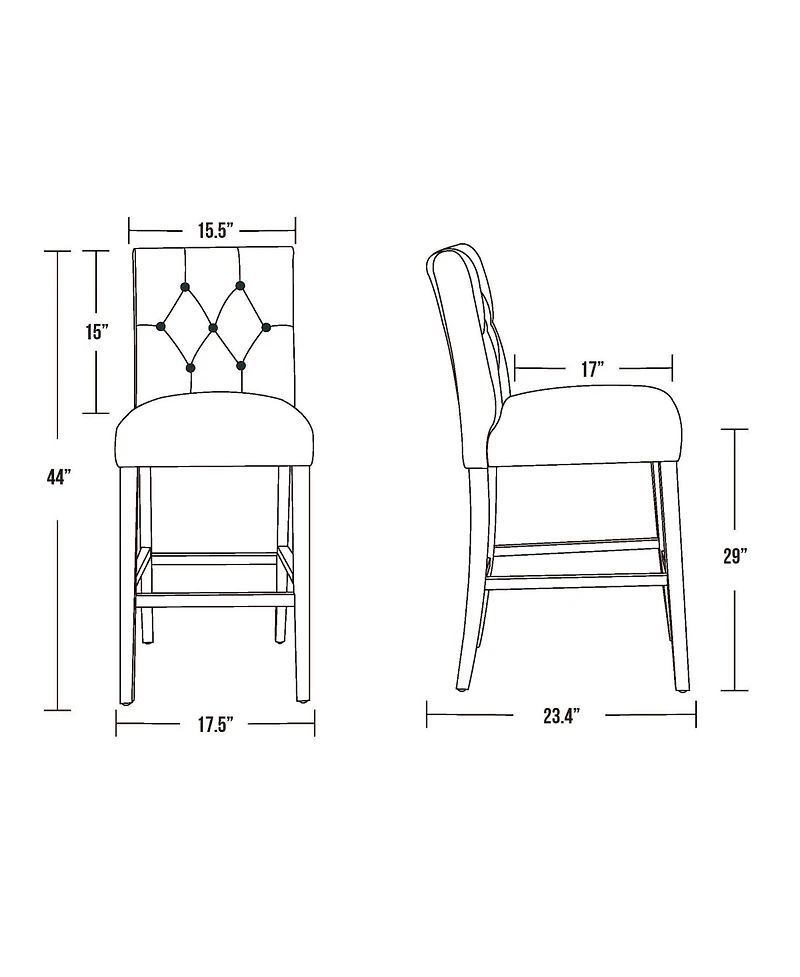 29" Upholstered Linen Fabric Tufted Bar Stool Chair