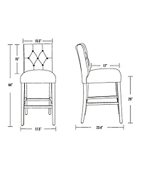 29" Upholstered Linen Fabric Tufted Bar Stool Chair