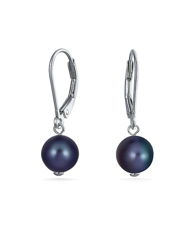 Bling Jewelry Classic Black White Pink Grey Round Freshwater Cultured Pearl Drop Dangle Bead Ball Earrings .925 Sterling Silver Lever back