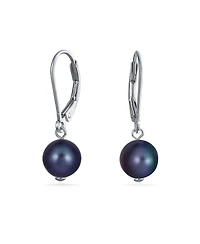 Bling Jewelry Classic Black White Pink Grey Round Freshwater Cultured Pearl Drop Dangle Bead Ball Earrings .925 Sterling Silver Lever back