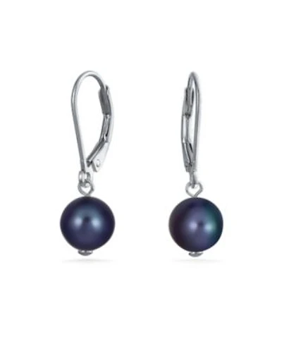 Bling Jewelry Classic Black White Pink Grey Round Freshwater Cultured Pearl Drop Dangle Bead Ball Earrings .925 Sterling Silver Lever back