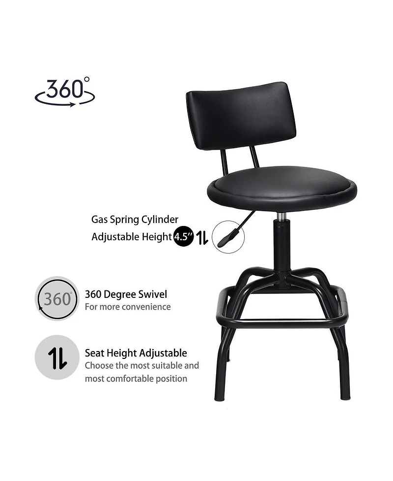 Sugift Adjustable Swivel Vintage like Pu Leather Bar Stool