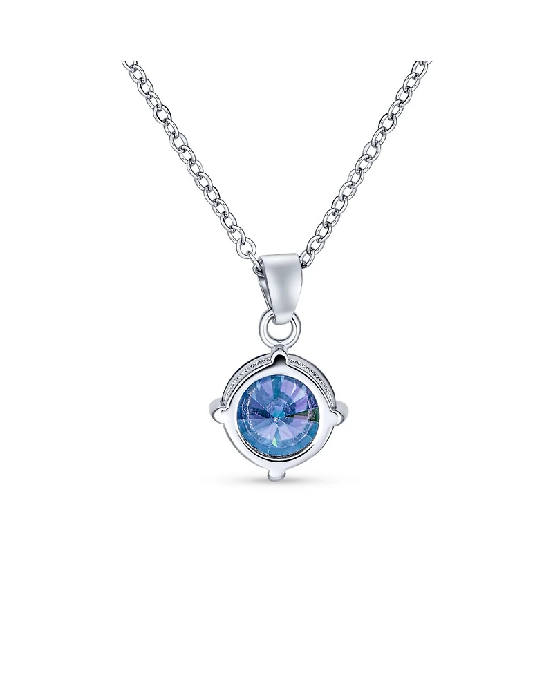 Bling Jewelry 2CTW Black Mystic Rainbow Cz Solitaire Pendant Necklace in Sterling Silver