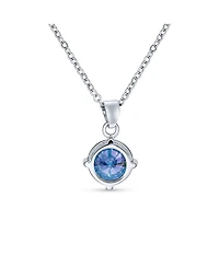 Bling Jewelry 2CTW Black Mystic Rainbow Cz Solitaire Pendant Necklace in Sterling Silver