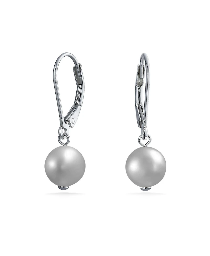 Bling Jewelry Classic Black White Pink Grey Round Freshwater Cultured Pearl Drop Dangle Bead Ball Earrings .925 Sterling Silver Lever back