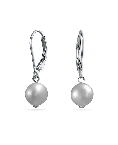 Bling Jewelry Classic Black White Pink Grey Round Freshwater Cultured Pearl Drop Dangle Bead Ball Earrings .925 Sterling Silver Lever back