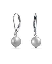 Bling Jewelry Classic Black White Pink Grey Round Freshwater Cultured Pearl Drop Dangle Bead Ball Earrings .925 Sterling Silver Lever back