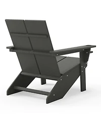 Outdoor Hdpe Modern Adirondack Chair with Folding Patio Ottoman and Cup Holder