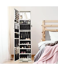Rotatable 2-in-1 Lockable Jewelry Cabinet with Full-Length Mirror