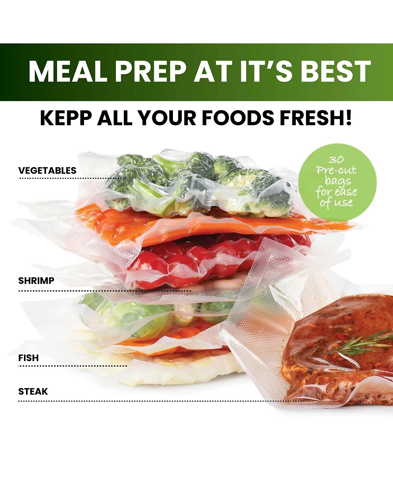 InstaSeal Food Vacuum Sealer Bags with Bfa Free Universal Air Vac Sealing Bags 2-Rolls & Pre-Cut Bags