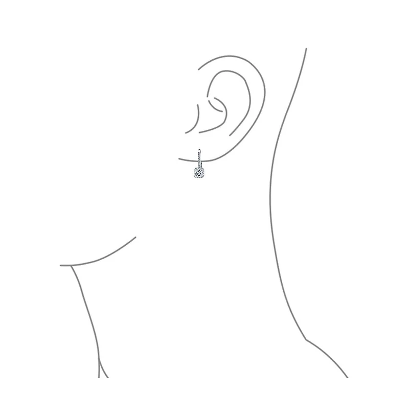 Bling Jewelry Solitaire Princess Square Cz Drop Earrings .925 Sterling Silver