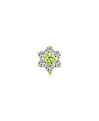 Bling Jewelry Tiny Blue Cubic Zirconia Flower Helix Cartilage Ear Lobe Piercing Daith Cz 1 Piece Stud Earring For Women 14K Gold Screw back 4MM