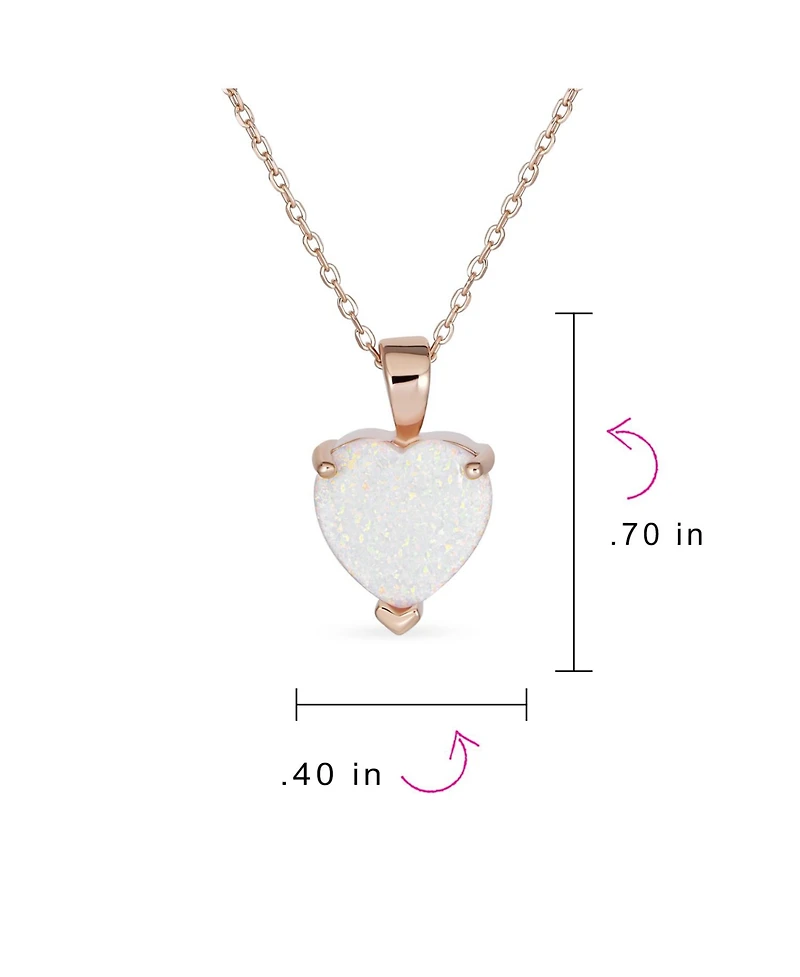 Bling Jewelry Romantic Danity Opulence 5CT Solitaire Prong Set Created Orange White Opal Heart Shape Pendant Necklace Yellow Rose Gold Plated .925 Ste