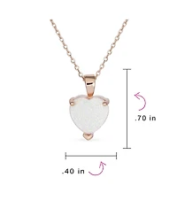 Bling Jewelry Romantic Danity Opulence 5CT Solitaire Prong Set Created Orange White Opal Heart Shape Pendant Necklace Yellow Rose Gold Plated .925 Ste