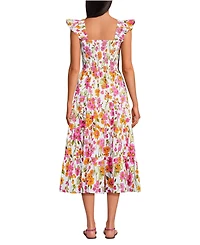 Lands' End Women's Cotton Dobby Smocked Dress with Ruffle Straps