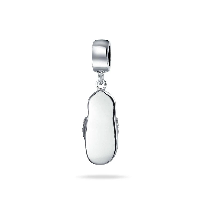 Bling Jewelry Vacation Flip Flop Sandal Cz Cubic Zirconia Dangle Travel Charm Bead Sterling Silver