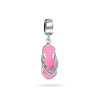 Bling Jewelry Flip Flop Sandal Cz Dangle Travel Charm Bead in Sterling Silver