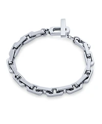 Bling Jewelry Chain Link Bracelet Silver Tone Stainless Steel 8 Inch Fashion Statement