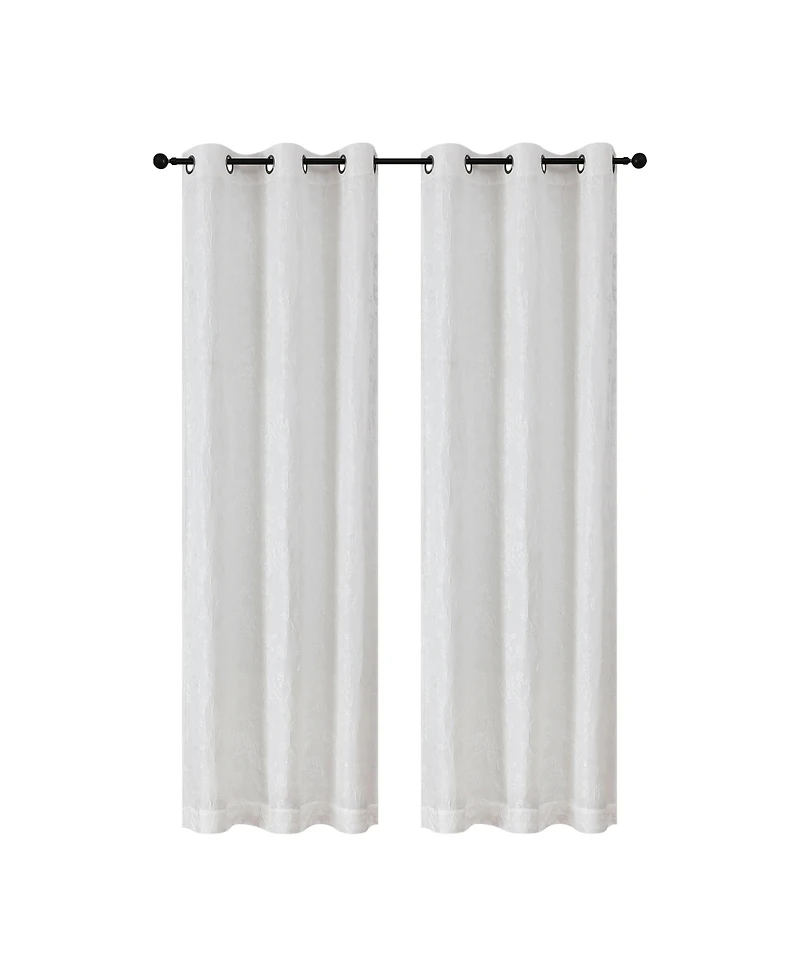 Kate Aurora 2 Piece Maxie Floral Grommet Top Window Curtain Panels - 84 in. Long